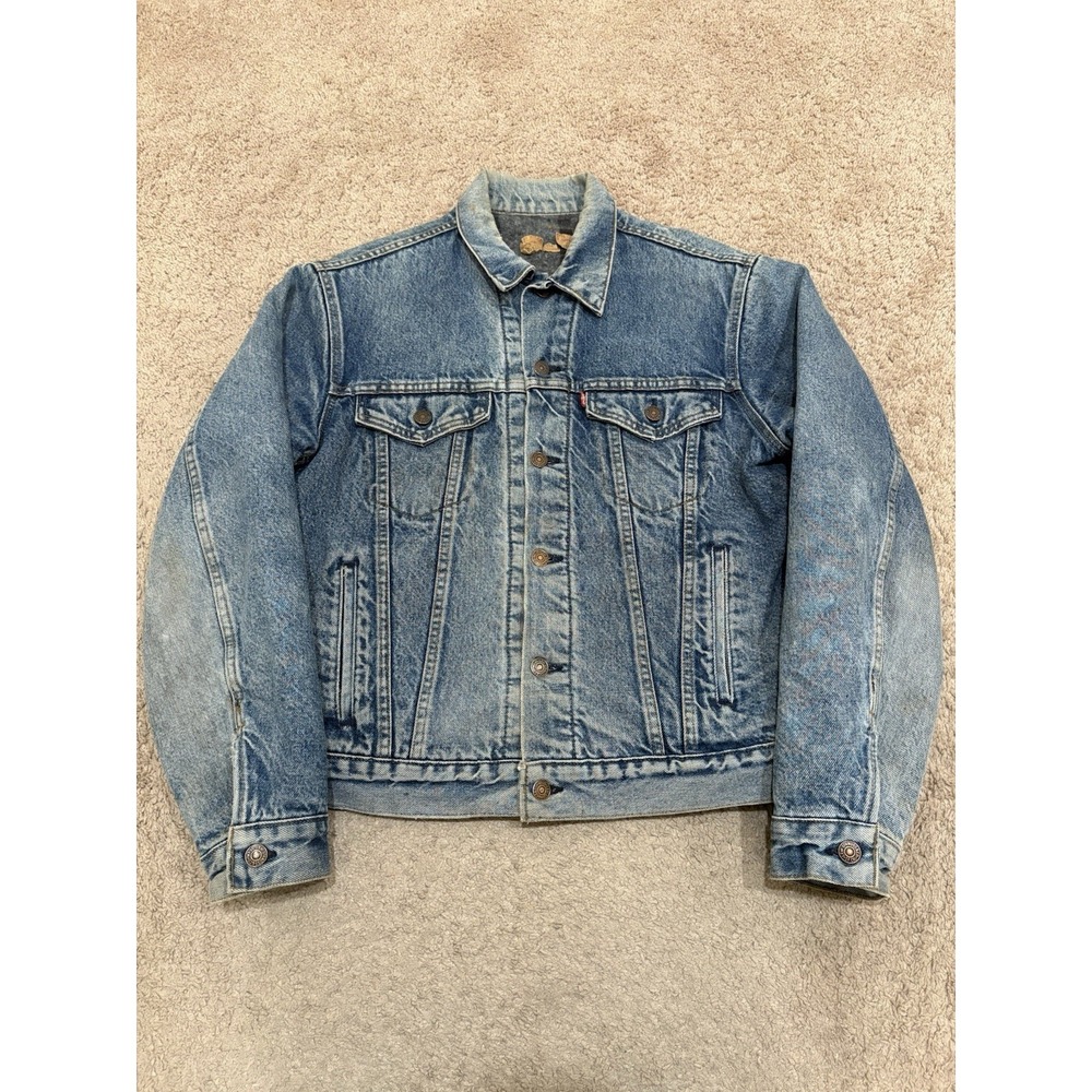 Vintage 80s Levis Blanket Lined Denim Trucker Men's 42L Jacket Blue 71506 0316